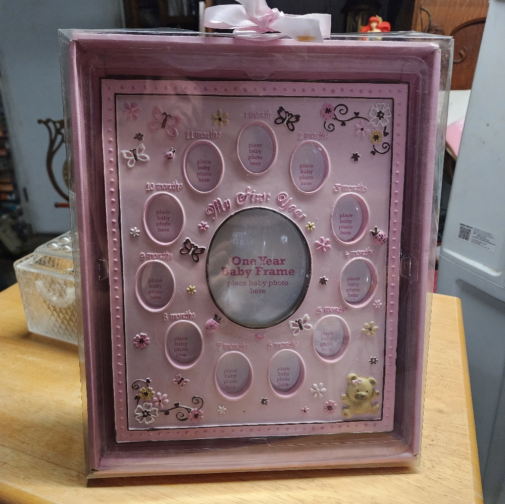 NWT Baby Essentials Pink One Year Photo Frame